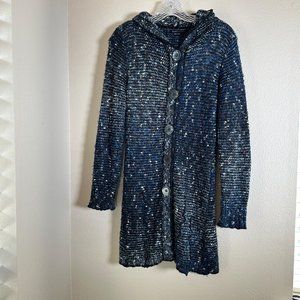 BCBGMaxAzria Alpaca Mohair Long Chunky Knit Hoodie Cardigan Sweater Coat Medium‎